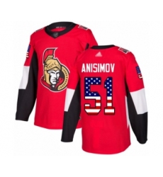 Men's Ottawa Senators #51 Artem Anisimov Authentic Red USA Flag Fashion Hockey Jersey