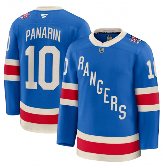 Men's New York Rangers #10 Artemi Panarin Blue Centennial Stitched Hockey Jersey
