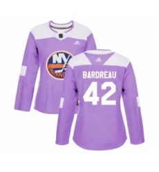 Women's New York Islanders #42 Cole Bardreau Authentic Purple Fights Cancer Practice Hockey Jersey