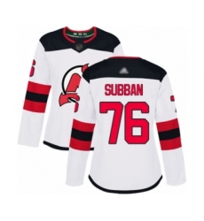 Women's New Jersey Devils #76 P. K. Subban Authentic White Away Hockey Jersey