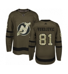 Men's New Jersey Devils #81 Michael Vukojevic Authentic Green Salute to Service Hockey Jersey