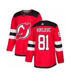 Men's New Jersey Devils #81 Michael Vukojevic Authentic Red Home Hockey Jersey