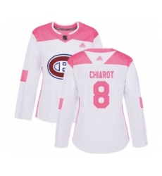 Women's Montreal Canadiens #8 Ben Chiarot Authentic White Pink Fashion Hockey Jersey