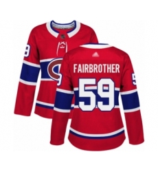 Women's Montreal Canadiens #59 Gianni Fairbrother Authentic Red Home Hockey Jersey