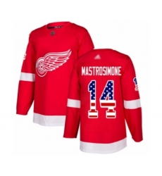 Men's Detroit Red Wings #14 Robert Mastrosimone Authentic Red USA Flag Fashion Hockey Jersey