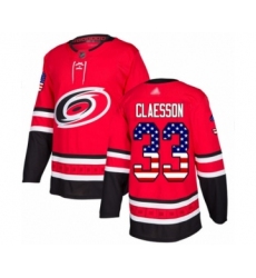 Youth Carolina Hurricanes #33 Fredrik Claesson Authentic Red USA Flag Fashion Hockey Jersey