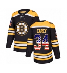 Youth Boston Bruins #34 Paul Carey Authentic Black USA Flag Fashion Hockey Jersey