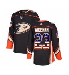 Men's Anaheim Ducks #23 Chris Wideman Authentic Black USA Flag Fashion Hockey Jersey