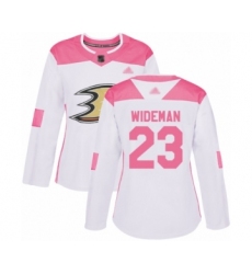 Women's Anaheim Ducks #23 Chris Wideman Authentic White Pink Fashion Hockey Jersey