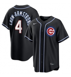 Men's Chicago Cubs #4 Pete Crow-Armstrong 2026 Black Out Stitched Baseball Jersey