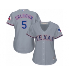 Women's Texas Rangers #5 Willie Calhoun Authentic Grey Road Cool Base Baseball Player Jersey