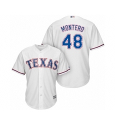 Youth Texas Rangers #48 Rafael Montero Authentic White Home Cool Base Baseball Player Jersey