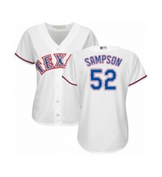 Women's Texas Rangers #52 Adrian Sampson Authentic White Home Cool Base Baseball Player Jersey