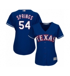 Women's Texas Rangers #54 Jeffrey Springs Authentic Royal Blue Alternate 2 Cool Base Baseball Player Jersey