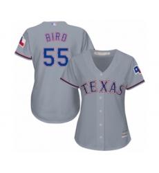 Women's Texas Rangers #55 Kyle Bird Authentic Grey Road Cool Base Baseball Player Jersey