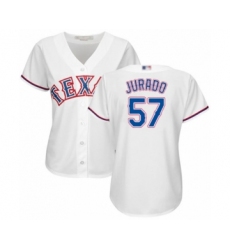 Women's Texas Rangers #57 Ariel Jurado Authentic White Home Cool Base Baseball Player Jersey