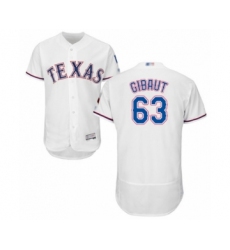 Men's Texas Rangers #63 Ian Gibaut White Home Flex Base Authentic Collection Baseball Player Jersey