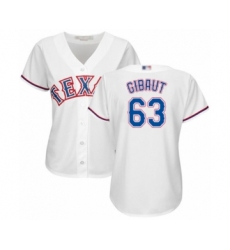 Women's Texas Rangers #63 Ian Gibaut Authentic White Home Cool Base Baseball Player Jersey