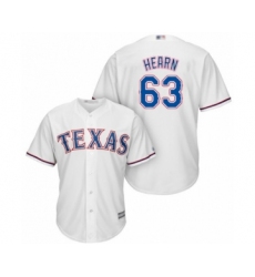Youth Texas Rangers #63 Taylor Hearn Authentic White Home Cool Base Baseball Player Jersey