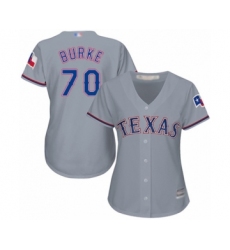 Women's Texas Rangers #70 Brock Burke Authentic Grey Road Cool Base Baseball Player Jersey