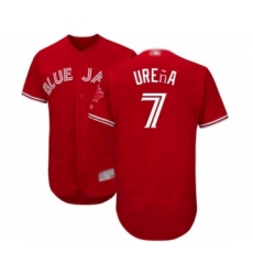 Men's Toronto Blue Jays #7 Richard Urena Scarlet Alternate Flex Base Authentic Collection Alternate Baseball Player Jersey