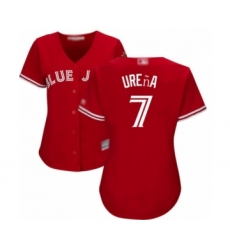 Women's Toronto Blue Jays #7 Richard Urena Authentic Scarlet Alternate Baseball Player Jersey