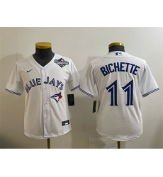 Youth Toronto Blue Jays #11 Bo Bichette White 2025 World Series Cool Base Stitched Baseball Jersey