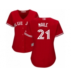 Women's Toronto Blue Jays #21 Luke Maile Authentic Scarlet Alternate Baseball Player Jersey