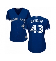 Women's Toronto Blue Jays #43 Sam Gaviglio Authentic Blue Alternate Baseball Player Jersey