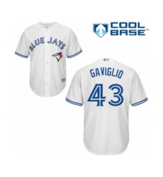 Youth Toronto Blue Jays #43 Sam Gaviglio Authentic White Home Baseball Player Jersey