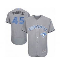 Men's Toronto Blue Jays #45 Thomas Pannone Authentic Gray 2016 Father's Day Fashion Flex Base Baseball Player Jersey