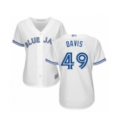 Women's Toronto Blue Jays #49 Jonathan Davis Authentic White Home Baseball Player Jersey