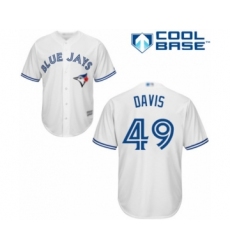 Youth Toronto Blue Jays #49 Jonathan Davis Authentic White Home Baseball Player Jersey