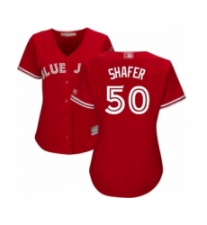 Women's Toronto Blue Jays #50 Justin Shafer Authentic Scarlet Alternate Baseball Player Jersey