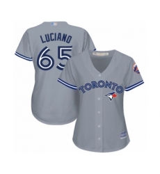 Women's Toronto Blue Jays #65 Elvis Luciano Authentic Grey Road Baseball Player Jersey