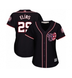 Women's Washington Nationals #29 Roenis Elias Authentic Navy Blue Alternate 2 Cool Base Baseball Player Jersey