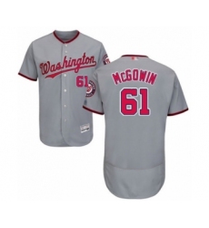Men's Washington Nationals #61 Kyle McGowin Grey Road Flex Base Authentic Collection Baseball Player Jersey