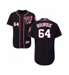 Men's Washington Nationals #64 James Bourque Navy Blue Alternate Flex Base Authentic Collection Baseball Player Jersey