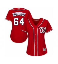 Women's Washington Nationals #64 James Bourque Authentic Red Alternate 1 Cool Base Baseball Player Jersey