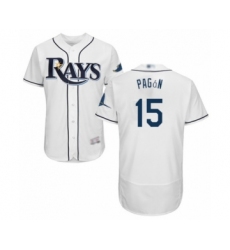 Men's Tampa Bay Rays #15 Emilio Pagan Home White Home Flex Base Authentic Collection Baseball Player Jersey