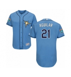 Men's Tampa Bay Rays #21 Jesus Aguilar Light Blue Flexbase Authentic Collection Baseball Player Jersey