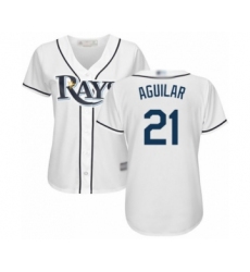 Women's Tampa Bay Rays #21 Jesus Aguilar Authentic White Home Cool Base Baseball Player Jersey