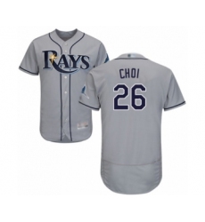 Men's Tampa Bay Rays #26 Ji-Man Choi Grey Road Flex Base Authentic Collection Baseball Player Jersey