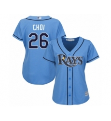 Women's Tampa Bay Rays #26 Ji-Man Choi Authentic Light Blue Alternate 2 Cool Base Baseball Player Jersey