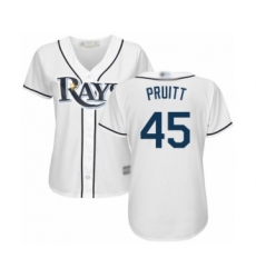 Women's Tampa Bay Rays #45 Austin Pruitt Authentic White Home Cool Base Baseball Player Jersey