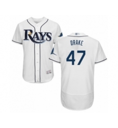 Men's Tampa Bay Rays #47 Oliver Drake Home White Home Flex Base Authentic Collection Baseball Player Jersey