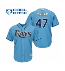 Youth Tampa Bay Rays #47 Oliver Drake Authentic Light Blue Alternate 2 Cool Base Baseball Player Jersey