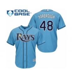 Youth Tampa Bay Rays #48 Ryan Yarbrough Authentic Light Blue Alternate 2 Cool Base Baseball Player Jersey
