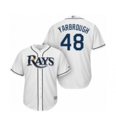 Youth Tampa Bay Rays #48 Ryan Yarbrough Authentic White Home Cool Base Baseball Player Jersey