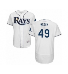 Men's Tampa Bay Rays #49 Brendan McKay Home White Home Flex Base Authentic Collection Baseball Player Jersey